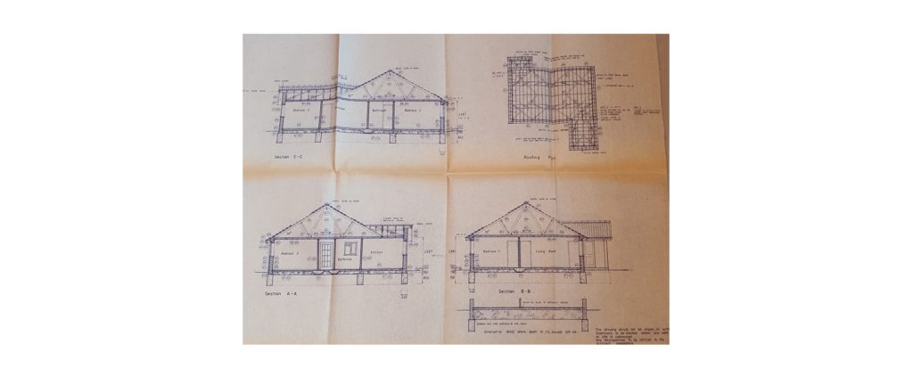 Bungalow Sections hand drawn in 1988 by Stephen