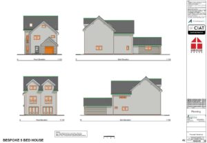 Scheme design elevations for Bespoke Dan-Wood timber frame new build house