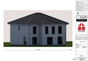 Scheme design rear view for Dan-Wood timber frame new build house