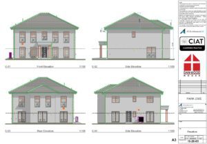 Scheme design elevations for Dan-Wood timber frame new build house