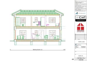 Scheme design section for Dan-Wood timber frame new build house