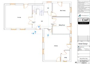 Detail design floor plan for loft conversion to house in Hempsted Gloucester