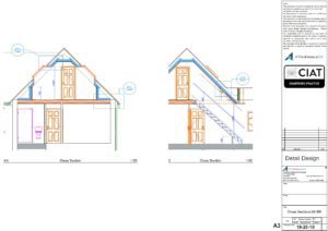 Detail design sections for loft conversion to house in Hempsted Gloucester