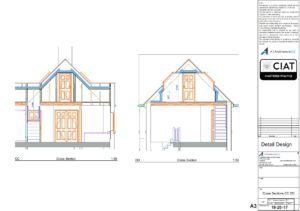 Detail design sections for loft conversion to house in Hempsted Gloucester