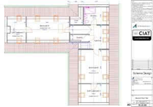 Scheme floor plan for loft conversion to house in Hempsted Gloucester