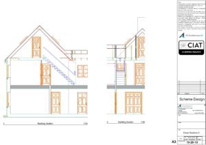 Scheme design sections for loft conversion to house in Hempsted Gloucester