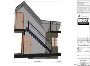 Scheme design stair cutaway floor for loft conversion to house in Hempsted Gloucester