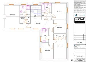 Survey floor plan for loft conversion to house in Hempsted Gloucester