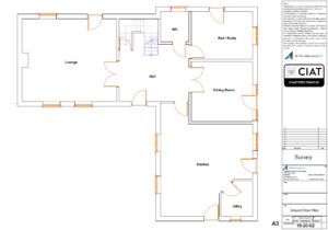 Survey floor plan for loft conversion to house in Hempsted Gloucester