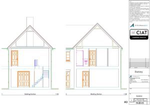 Survey sections for loft conversion to house in Gloucester