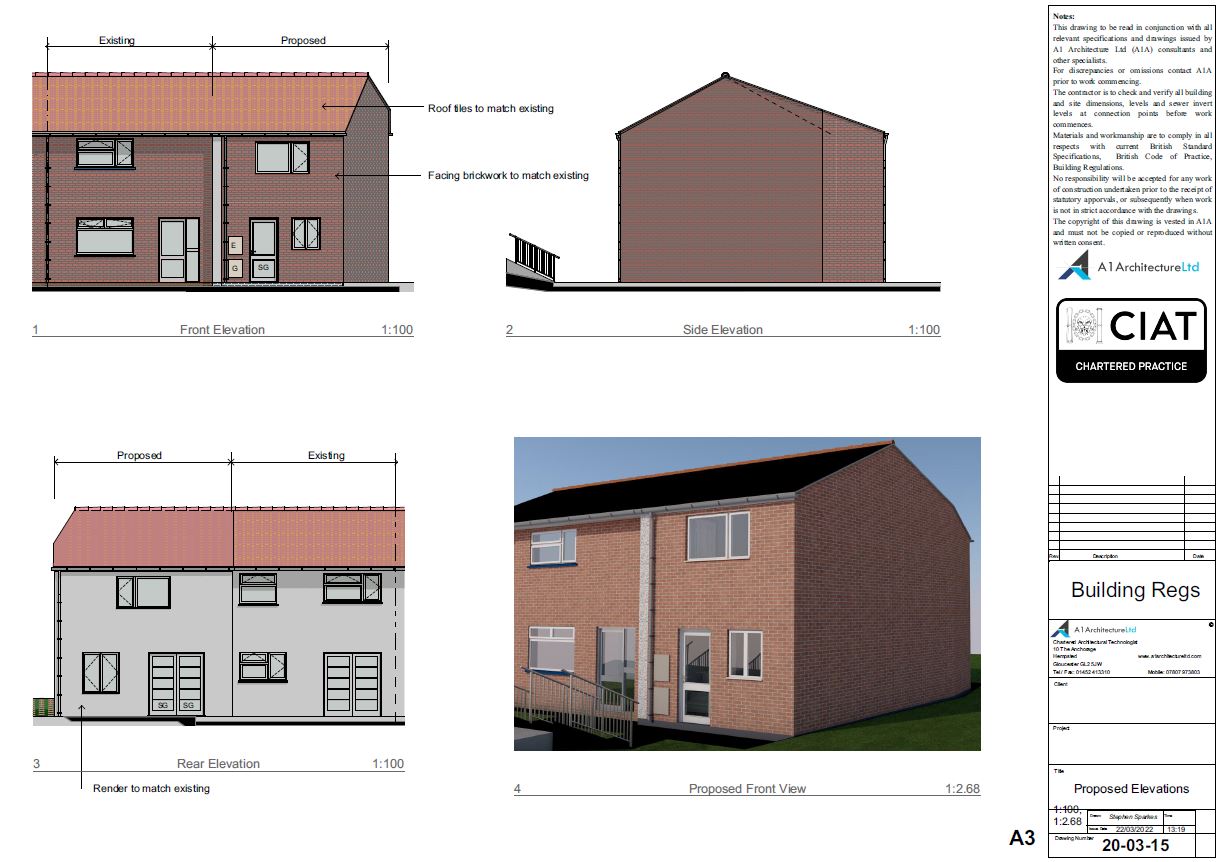Detail design elevations for new build house