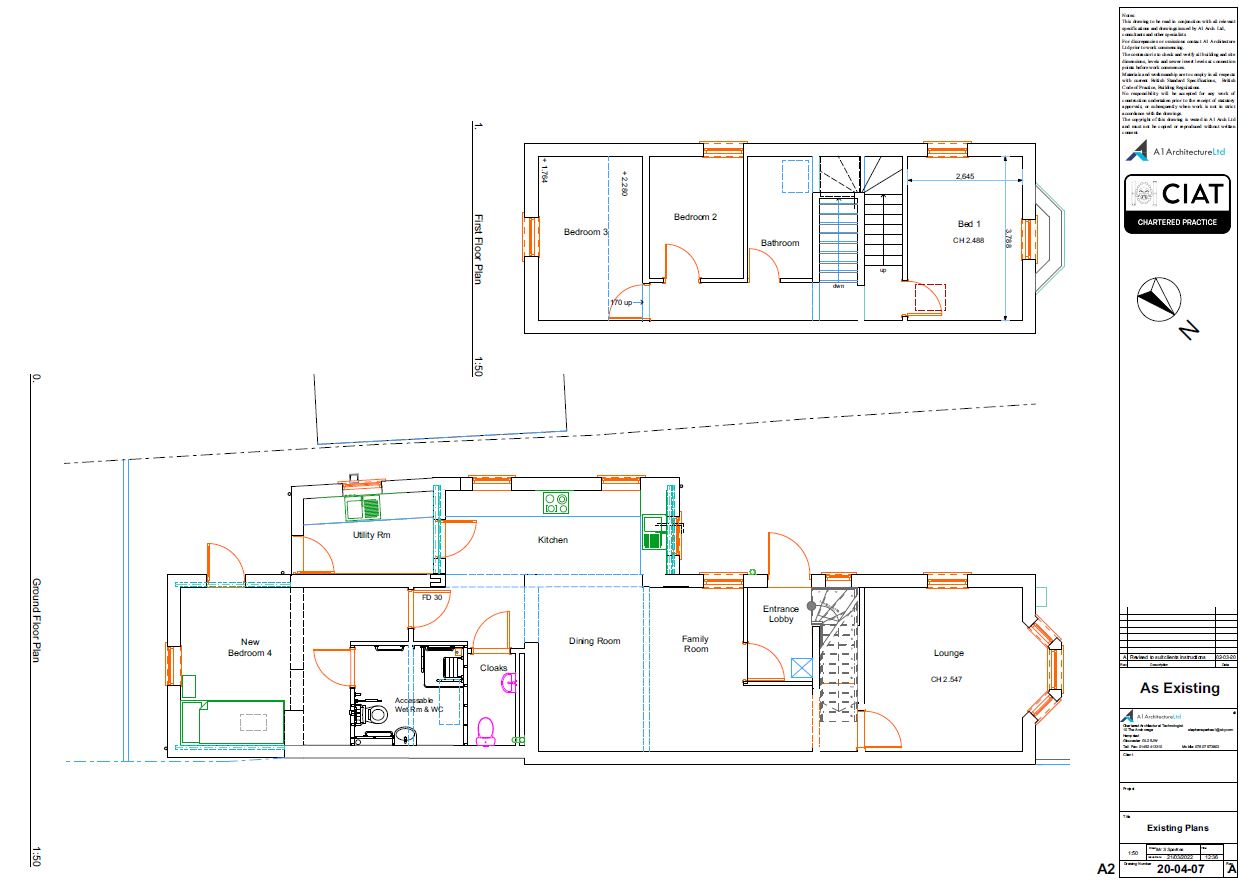 Survey floor plan for loft conversion to house in Gloucester