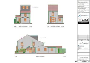 Detail design elevations for loft conversion to house in Gloucester
