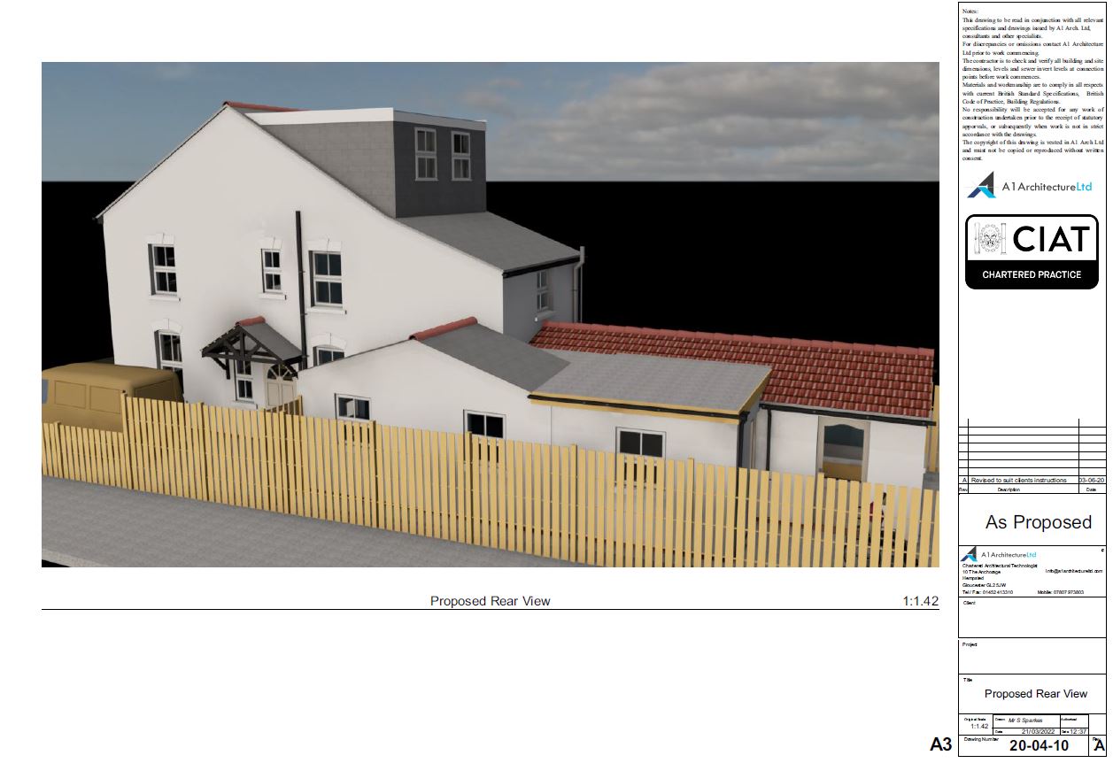 Detail design proposed view for loft conversion to house in Gloucester