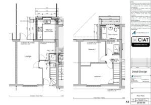 Detail design floor plans for 2 storey extension to house in Gloucester