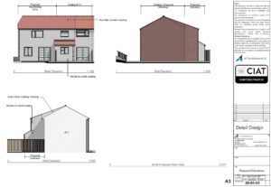 Detail design elevations for 2 storey extension to house in Gloucester