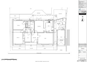 Survey floor plan for extended bungalow into 2 storey house