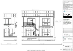 Detail design section for extended bungalow into 2 storey house