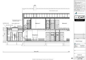 Detail design section for extended bungalow into 2 storey house