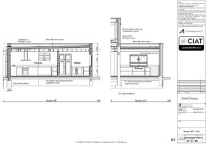 Detail design section for extended bungalow into 2 storey house