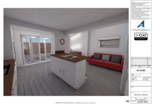 Scheme design internal views for single storey extension to house in Cheltenham