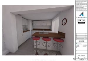 Scheme design internal views for single storey extension to house in Cheltenham