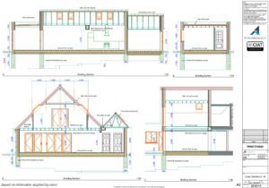 Detail design sections for 2 storey extension to dwelling house