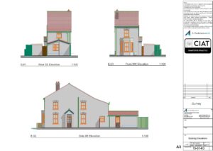 Survey elevations for a loft conversion to a house in Gloucester