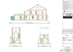 Survey sections for a loft conversion to a house in Gloucester