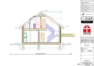 Section for a bespoke new build timber framed danwood two storey house in Wales