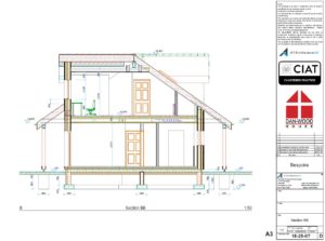 Section for a bespoke new build timber framed danwood two storey house in Wales