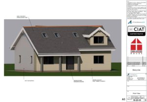 3d front view for a bespoke new build timber framed Danwood two storey house in Wales