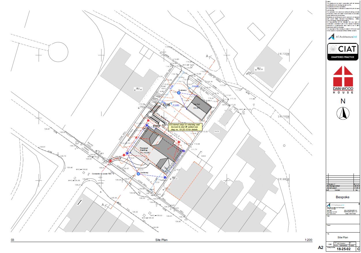 Site plan for a bespoke new build timber framed danwood two storey house in Wales