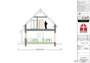 Scheme design section for Dan-Wood timber frame new build house