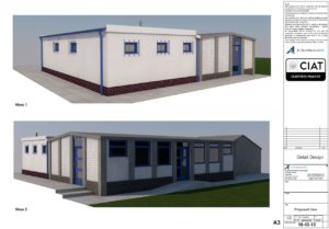 Proposed detailed 3d views of club house extension in Gloucester