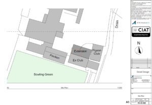 Site plan for club house extension in Gloucester