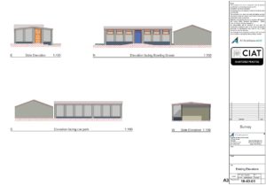 Survey elevations of club house in Gloucester