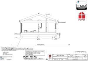 Scheme design section for Dan-Wood timber frame new build house