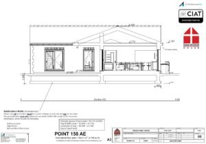 Scheme design section for Dan-Wood timber frame new build house