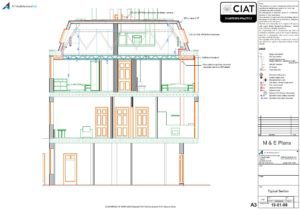 Detailed section conversion from commercial to flats to a building in Gloucester