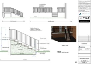 Scheme design external steps conversion from commercial to flats to a listed building