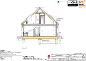 Detail design section for Dan-Wood timber frame new build house