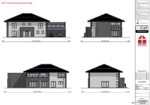 Feasibility design elevations for bespoke Dan-Wood timber frame new build house
