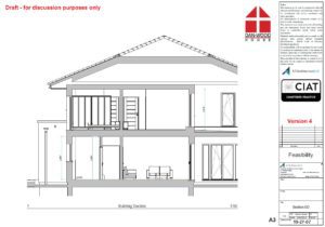 Feasibility design section for bespoke Dan-Wood timber frame new build house