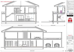 Feasibility design sections for bespoke Dan-Wood timber frame new build house