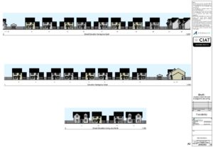 Proposed site elevations for housing development in Blackwood Wales