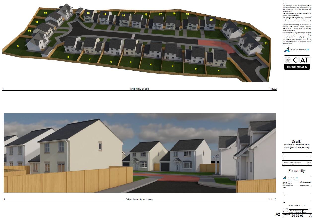 Proposed 3d site views for housing development in Blackwood Wales