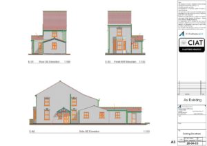 Survey elevations for single storey house extension in Gloucester