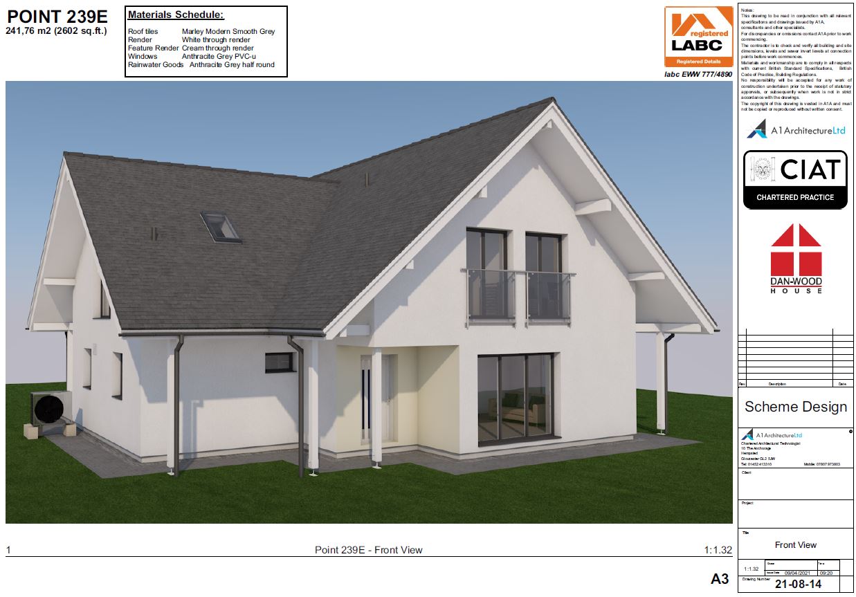 Scheme design 3d view for Dan-Wood timber frame new build house in Wales