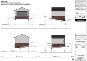 Detail design garage elevations for Dan-Wood timber frame new build house in Wales